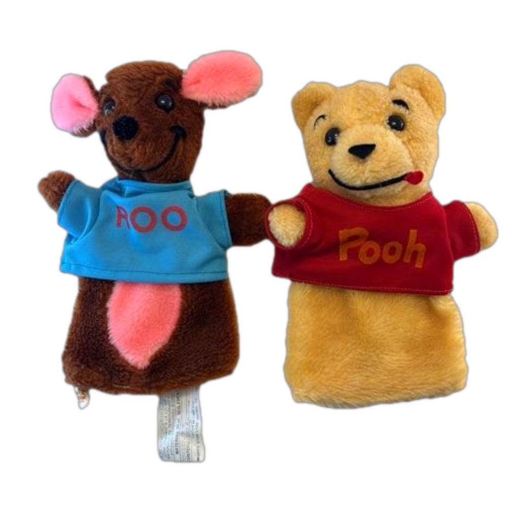 Sears Winnie The Pooh and Roo Plush Stuffed Animal Hand Puppets 9”  Vint…